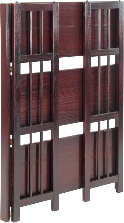 Casual Home 3 Shelf Folding Bookcase, 27.5" Wide, Espresso 3-Shelf Folding Bookcase (14" Wide)-Walnut