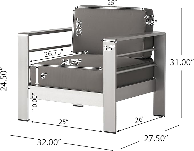 Christopher Knight Home Cape Coral Outdoor Chat Set with Fire Table, 5-Pcs Set, Khaki / Dark Grey