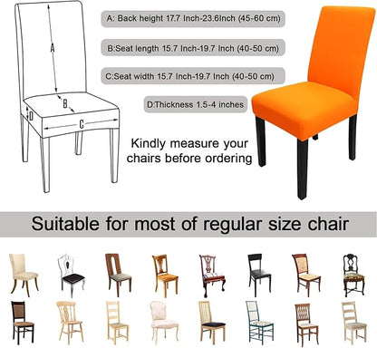 JQinHome Dining Chair Slipcover, High Stretch Removable Washable Chair Seat Protector Cover Set of 4,Chair Covers for Halloween Dining Room, Kitchen,Home Party,Wedding Ceremony(Orange, 4PC)