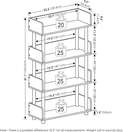 Furinno Turn-N-Tube 4-Tier Toolless Display Rack, Flagstaff Oak/Black