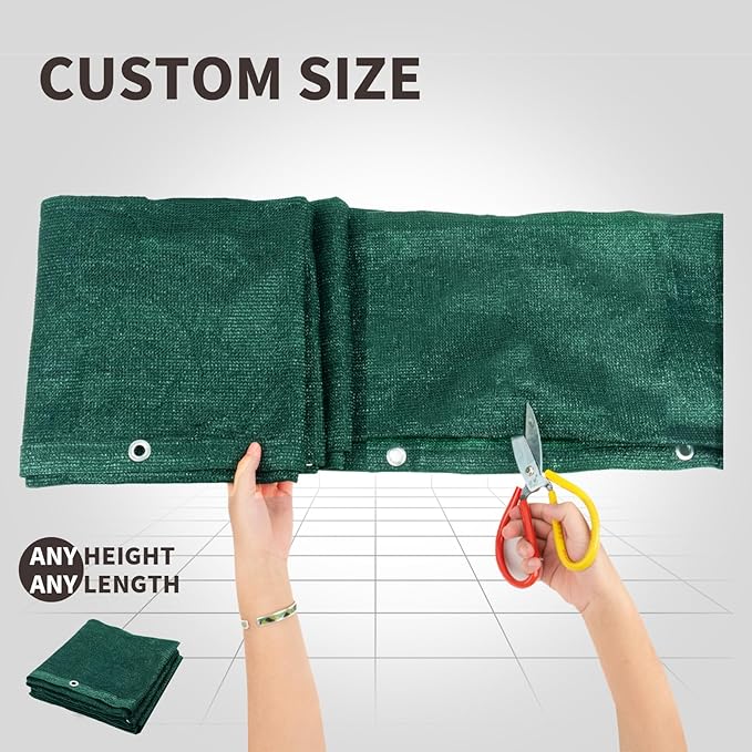 LOVE STORY Custom Size 3'x14' Dark Green Balcony Privacy Screen,UV Block Privacy Fence Screen,90% Shield for Outdoor Pool Garden Apartment Railing