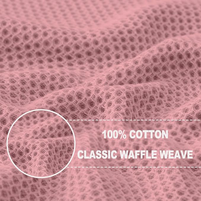Homaxy 100% Cotton Waffle Weave Kitchen Dish Cloths 12-Pack, Dried Rose | 12 x 12 Inches, Ultra Soft Absorbent Dish Towels, Quick Drying Dish Rags with Hanging Loop