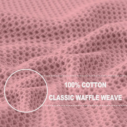 Homaxy 100% Cotton Waffle Weave Kitchen Dish Cloths 12-Pack, Dried Rose | 12 x 12 Inches, Ultra Soft Absorbent Dish Towels, Quick Drying Dish Rags with Hanging Loop