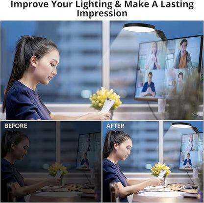 Desk Lamp with Clamp, Long Clip on Lights for Home Office, 3 Modes x 10 Brightness, Swing Arm Desk Clamp Task Table Lamps with Adapter, Black
