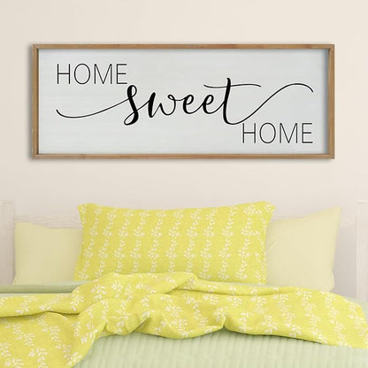 SRSZHIYUE Home Sweet Home Sign 40"x15" for Farmhouse Rustic Large Family Living Room Over Couch Modern Horizontal Wall Decor, Wood Framed Plaques Art Decorative (Wood)