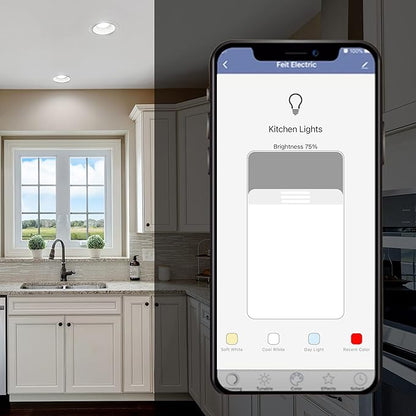 Feit Electric Smart BR30 Wifi Bulb, 5000K Daylight, 2.4GHz WIFI, No Hub Needed, Works with Alexa and Google Home Assistant, App Control, Dimmable, 65W Equivalent, Flood Light Smart Bulb, BR30/950CA/AG