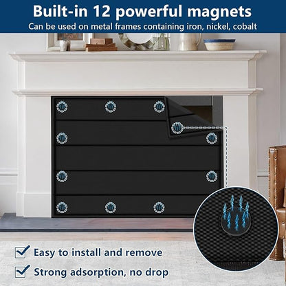 Magnetic Fireplace Blanket for Heat Loss Indoor Fireplace Covers Keep Drafts Out Stops Heat Loss Fireplace Draft Stopper with Built-in 12 Strong Magnet for Iron Fireplace Frame Fireplace Screen 36x24
