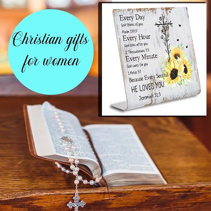 Christian Office Decor for Women Desk Inspirational Gifts with Prayers Religious Scripture Birthday Gifts for Her, Mom, Sister, Coworker Men, Friends Valentines Motivational Catholic Gifts XUV04