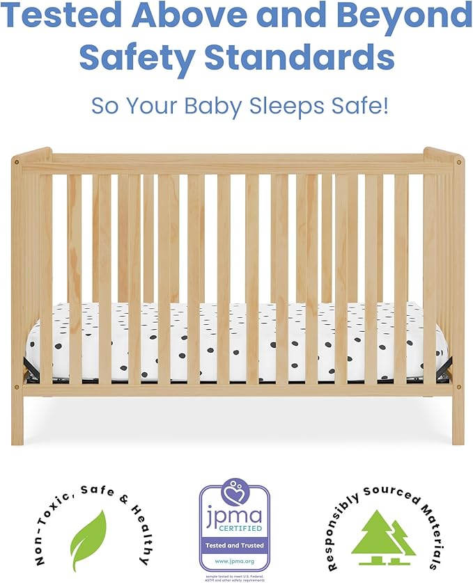Delta Children Heartland 4-in-1 Convertible Crib, Natural