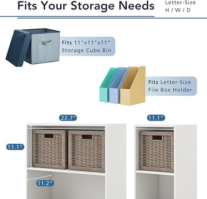 Apexa 6 Cube Storage Organizer Shelves, Stackable Wood Bookcase Fits Cubby Bins for Organization, Dorm Teen Room Decor & Home Office, Steel Blue