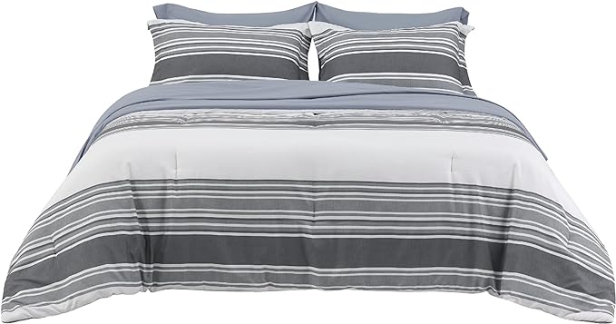 Bedsure Bed in a Bag Full 7 Pieces - Striped Beddding sets, Full Comforter Sets with Comforter, Fitted Sheet, Flat Sheet, Pillowcase & Shams