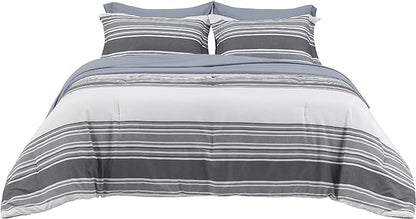 Bedsure Bed in a Bag Full 7 Pieces - Striped Beddding sets, Full Comforter Sets with Comforter, Fitted Sheet, Flat Sheet, Pillowcase & Shams