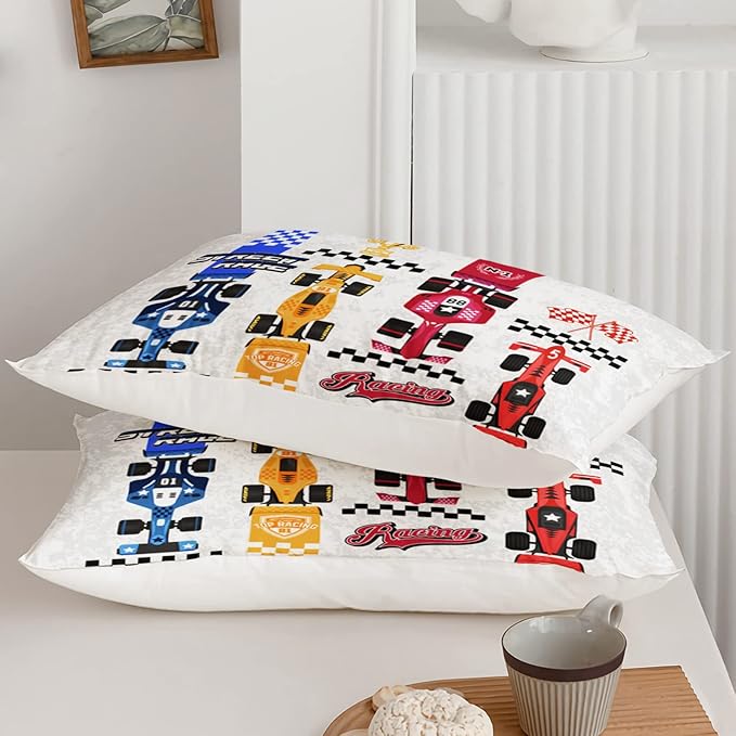 Axolotl Racing Car Comforter Set Full Size,Colorful Sports Car Bedding Set for Kids Boys Teen Adult,Extreme Speed Race Bedding Sets Car Theme Bedroom Decor with 1 Comforter and 2 Pillowcases
