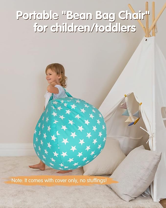 Aubliss Stuffed Animal Bean Bag Storage Chair (Aqua Star, Large (38''))