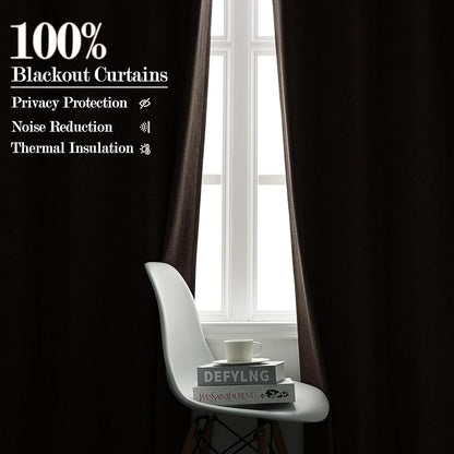 Extra Wide 100% Blackout Linen Textured Curtains - Room Dividers, W150 x L108 (1 Panel), Pinch Pleat Drapes for Living Room, Full Light Block Out Drapery for Sliding Door, Light Coffee