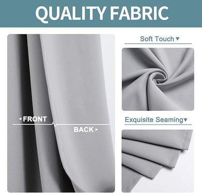 ChrisDowa Grommet Blackout Curtains for Bedroom and Living Room - 2 Panels Set Thermal Insulated Room Darkening Curtains (Light Grey, 52 x 63 Inch)