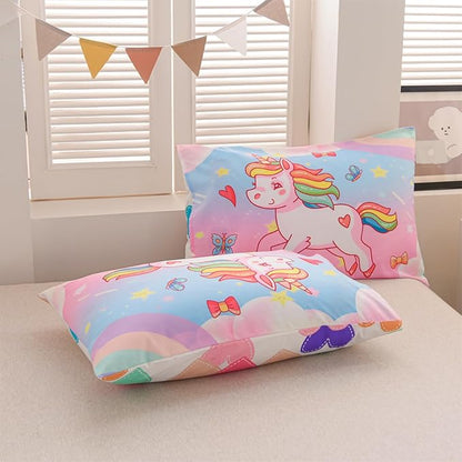 Aimuan Girls Unicorn Comforter Set 3 Pieces Pink Purple Bedding Set with Rainbow Star Galaxy Stars Fantasy Children Room Decor Soft Reversible Bed Sets for Boys/Girls/Teens (Pink Blue Full3Pcs)