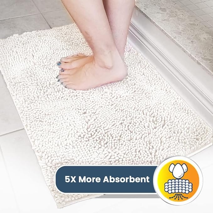 Muddy Mat® Shown on TV – Super Absorbent Microfiber Dog Door Mat for Muddy Paws, Non-Slip Washable Pet Rug, Quick Dry Chenille Entryway Carpet, Machine Washable Indoor Outdoor mat, White 28"x18"