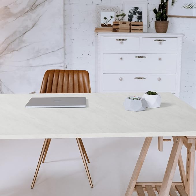 Kaboon Universal Tabletop 45"x20", Solid One-Piece Melamine Table Top, Double Desk L-Desk Floating Desk DIY, Home and Office,Sea Salt/White