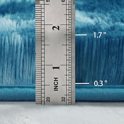 5x8 Large Area Rugs for Living Room, Super Soft Fluffy Modern Bedroom Rug, Tie-Dyed Dark Blue Indoor Shag Fuzzy Carpets for Girls Kids Nursery Room Home Decor