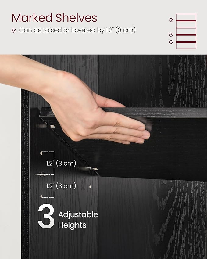 VASAGLE Bookshelf, 31.5 Inches Wide, 5-Tier Open Bookcase with Adjustable Storage Shelves, Floor Standing Unit, Ebony Black ULBC175T56
