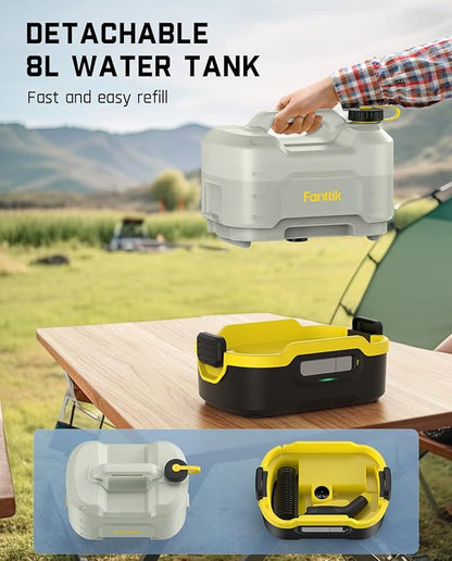 Fanttik NB8 Nano Portable Cordless Electric Sprayer w/2.1Gal Tank, Retractable Spray Head, 2600mAh Lithium Battery, IPX5, 72-98PSI, Portable Pressure Washer for Garden, Camping Shower and Pet Cleaning