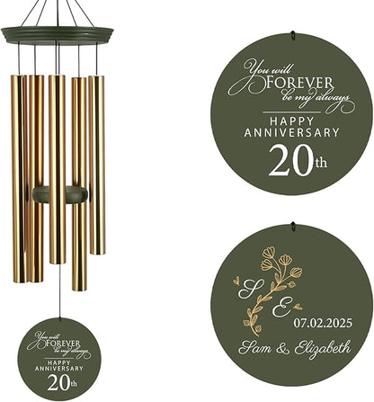 ASTARIN 20th Tree of Life Wind Chimes, Personalized Wind Chimes for Cople Women Men, Couple Gifts for Keepsake, Deep Tone Windchime Romantic Gift