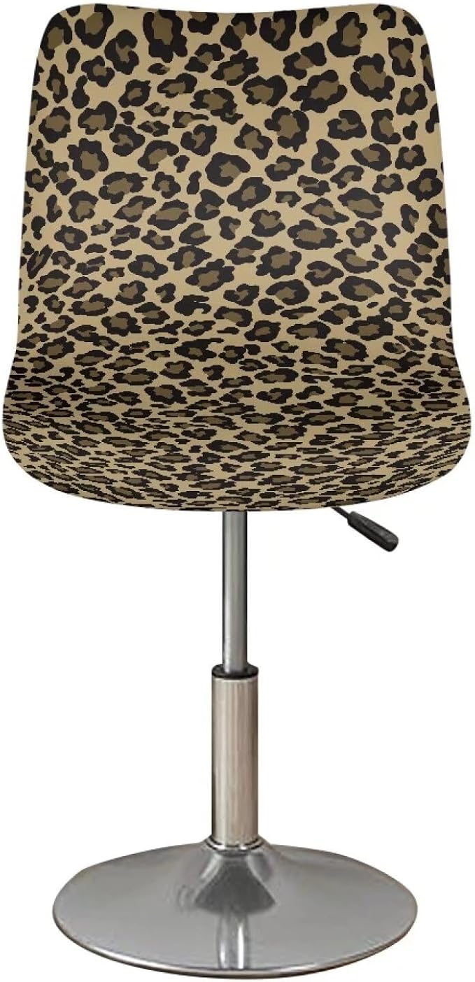 Leopard Print Bar Stools Covers, Set of 2 Height Counter Bar Stools Anti-Slip Seat Covers for Swivel Barstools Cover Adjustable Stool Chair Home Kitchen Furniture Protector