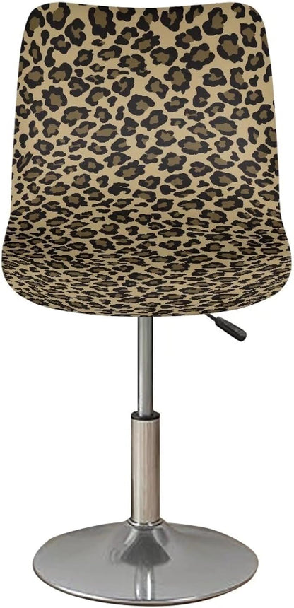 Leopard Print Bar Stools Covers, Set of 2 Height Counter Bar Stools Anti-Slip Seat Covers for Swivel Barstools Cover Adjustable Stool Chair Home Kitchen Furniture Protector