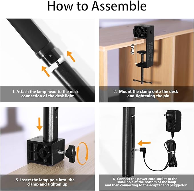 LED Desk Lamp for Home Office, Wireless Remote Control Light, Computer Desk Light, Bright Desktop Lamp, Dimmable Desk Lighting for Work, Draft, Study, Eye-Caring Desk Light (NO BATTERY)