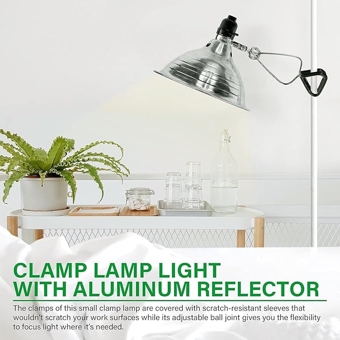 Simple Deluxe Clamp Lamp Light 150 Watt with 8.5 Inch Aluminum Reflector (no Bulb Included), 6 Feet Cord, 1 Pack, Black