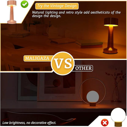 Cordless Portable LED Table Lamp with Touch Sensor, Dimmable Gold Yellow White 3 Colors, Rechargeable Desklamp Night Light for Kids Nursery Bedroom Bedside Lamp (Rose Gold)