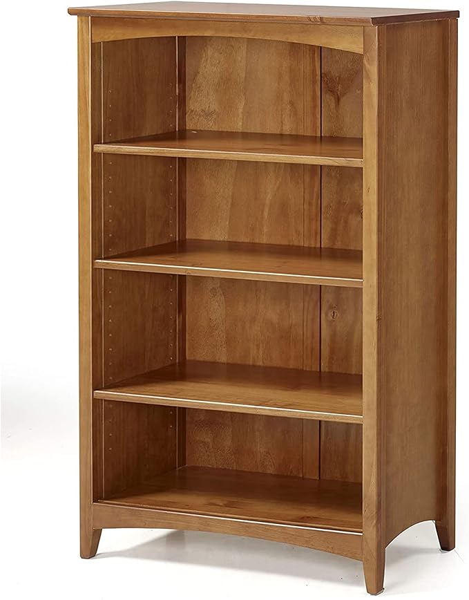 Shaker Style 4 Shelf Bookcase / Solid Wood / 48" High / Adjustable Shelving / Closed Back / Display Bookshelf for Living Room, Bedroom, Home and Office, Cherry
