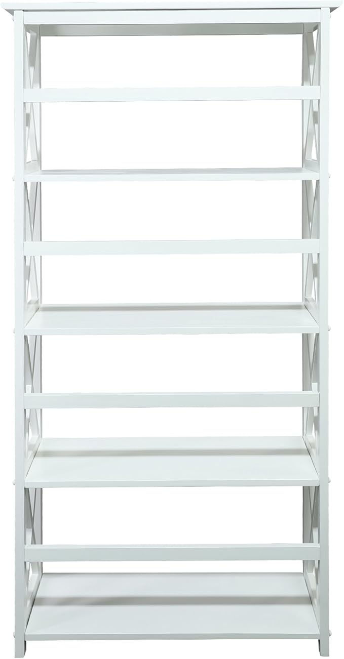 Casual Home Montego Bookcase, 5-Shelf, White,324-51
