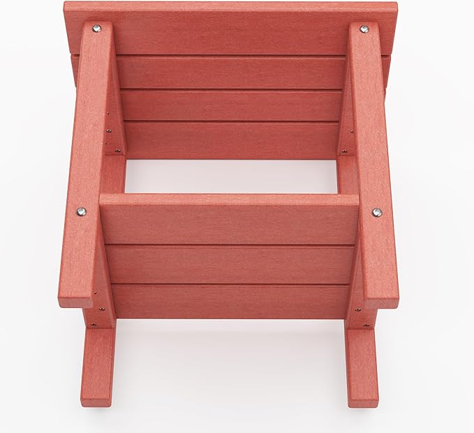 OTSUN Outdoor Side Table, Weather Resistant HDPE Outdoor Table, 2-Tier Small Patio Tables for Outside or Indoor (Red)