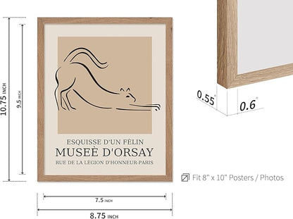 Poster Master Vintage Poster - Retro Minimalist Print - Gift for Artist, Housewarming - Cat, Line Drawing, Sketch, Abstract - Wall Decor for Living Room, Bedroom, 8x10 Beige Framed