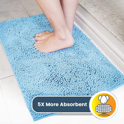 Muddy Mat® Original Dog Door Mat for Muddy Paws, Super Absorbent Microfiber, Non-Slip Washable Pet Rug, Quick Dry Chenille Entryway Carpet, Machine Washable Indoor Outdoor mat, Sky Blue 48"x72"