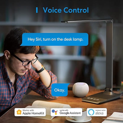 meross Smart LED Desk Light, Metal LED Desk Lamp Works with HomeKit, Alexa and Google Home, WiFi Eye-Caring Smart LED Desk Lamp for Home Office with Tunable White, Remote Control, Schedule and Timer