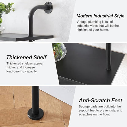 HOMBAZAAR Bookshelf,10-Tier L Shaped, Industrial Double Wide Wall Mount, Modern Bookcase with Metal Frame and Wood, Industrial Corner Pipe Shelf for Living Room and Office, Black