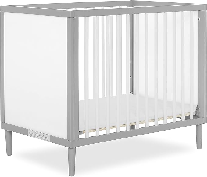 Lucas Mini Modern Crib with Rounded Spindles, 39"L x 25.5"W x 33"H