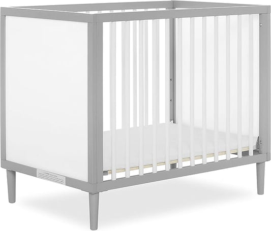 Lucas Mini Modern Crib with Rounded Spindles, 39"L x 25.5"W x 33"H