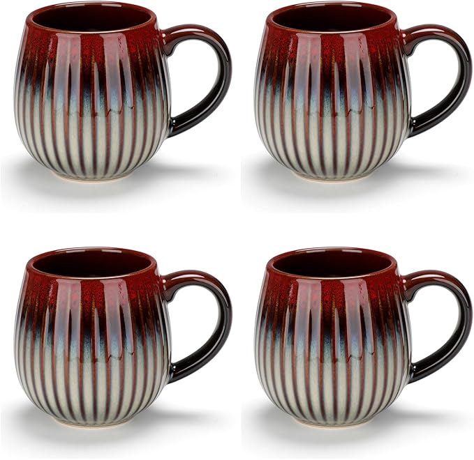 CosyCorner Ceramic Coffee Mugs Set, 17 oz Large Coffee Cups for Home and Office, Ceramic Cup for Coffee & Tea（A×4 pcs）