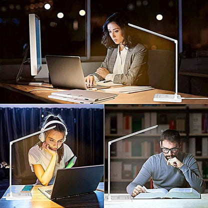 LED Desk Lamp Dimmable Table Lamp Reading Lamp with USB Charging Port, 5 Lighting Modes, Sensitive Control, 30/60 Minutes Auto-Off Timer, Eye-Caring Office Lamp (White)
