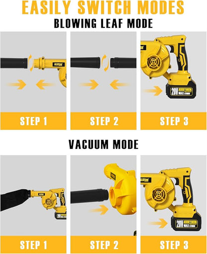 ALLOYMAN Leaf Blower, 20V Cordless Leaf Blower, with 2 X 4.0Ah Battery & Charger, 2-in-1 Electric Leaf Blower & Vacuum for Yard Cleaning/Snow Blowing.