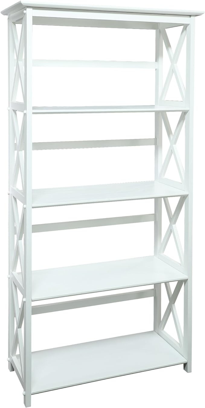 Casual Home Montego Bookcase, 5-Shelf, White,324-51