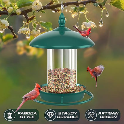 Pack of 2 Bird Feeder for Outdoor Hanging. Green