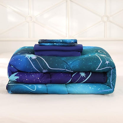 Wowelife Galaxy Bedding Twin Comforter Set for Boys and Girls 5 Pieces Cat Galaxy Comforter Set Outer Space Twin Bedding Set with Sheets Comfortable and Breathable for Kids