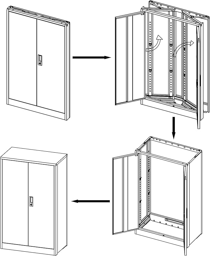 41.97" Metal Storage Doors and Adjustable Shelf,Folding Filing Cabinets w/Solid Steel Tube Locking Shaft,for Home Office,School,Garage,White