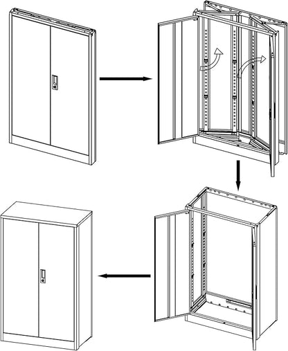 41.97" Metal Storage Doors and Adjustable Shelf,Folding Filing Cabinets w/Solid Steel Tube Locking Shaft,for Home Office,School,Garage,White