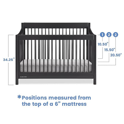Delta Children Brooks 6-in-1 Convertible Crib - Greenguard Gold Certified, Midnight Grey